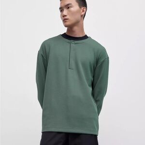 Softstreme Oversized Long-Sleeve Henley in Dark Forest